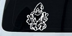 Wizard Shooting Bird and Giving Peace Sign Funny Car or Truck Window Decal Sticker