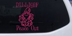 DILLIGAF Wizard Peace Out Funny Car or Truck Window Vinyl Decal Sticker (Hot Pink)