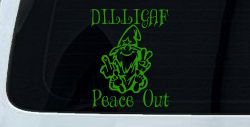 DILLIGAF Wizard Peace Out Funny Car or Truck Window Decal Sticker (Lime)