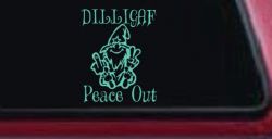 DILLIGAF Wizard Peace Out Funny Car or Truck Window Decal Sticker (Mint)
