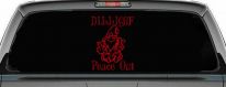 DILLIGAF Wizard Peace Out Funny Car or Truck Window Decal Sticker (Red)