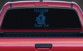 DILLIGAF Wizard Peace Out Funny Car or Truck Window Decal Sticker (Sky Blue)