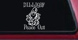 DILLIGAF Wizard Peace Out Funny Car or Truck Window Decal Sticker