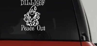 DILLIGAF Wizard Peace Out Funny Car or Truck Window Vinyl Decal Sticker