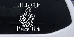 DILLIGAF Wizard Peace Out Funny Car or Truck Window Decal Sticker