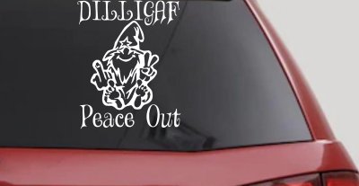 DILLIGAF Wizard Peace Out Funny Car or Truck Window Vinyl Decal Sticker