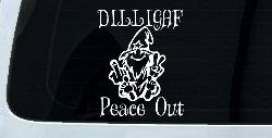 DILLIGAF Wizard Peace Out Funny Car or Truck Window Decal Sticker