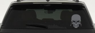Skull with Helmet Biker Car or Truck Window Vinyl Decal Sticker (Silver)