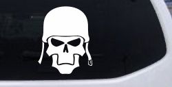 Skull with Helmet Biker Car or Truck Window Decal Sticker