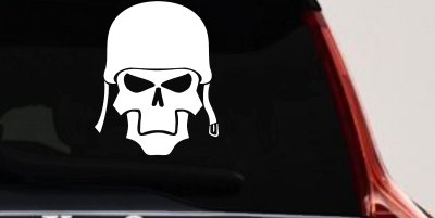 Skull with Helmet Biker Car or Truck Window Vinyl Decal Sticker