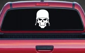 Skull with Helmet Biker Car or Truck Window Decal Sticker