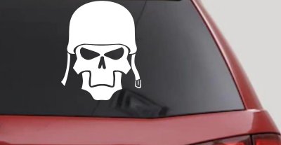 Skull with Helmet Biker Car or Truck Window Vinyl Decal Sticker