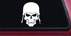 Skull with Helmet Biker Car or Truck Window Decal Sticker