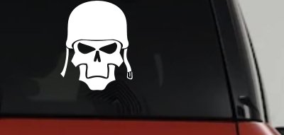 Skull with Helmet Biker Car or Truck Window Vinyl Decal Sticker