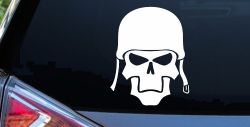 Skull with Helmet Biker Car or Truck Window Decal Sticker