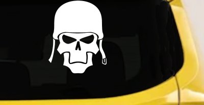 Skull with Helmet Biker Car or Truck Window Vinyl Decal Sticker
