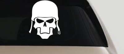 Skull with Helmet Biker Car or Truck Window Vinyl Decal Sticker