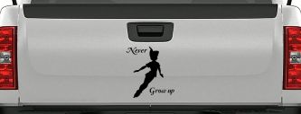 Peter Pan Never Grow Up Sci Fi Car or Truck Window Decal Sticker (Black)