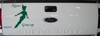 Peter Pan Never Grow Up Sci Fi Car or Truck Window Decal Sticker (Dark Green)