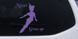 Peter Pan Never Grow Up Sci Fi Car or Truck Window Decal Sticker (Purple)