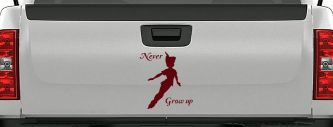 Peter Pan Never Grow Up Sci Fi Car or Truck Window Vinyl Decal Sticker (Purple Red)