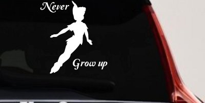 Peter Pan Never Grow Up Sci Fi Car or Truck Window Vinyl Decal Sticker