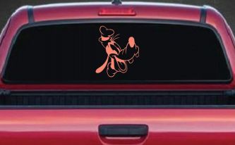 Goofy The Dog Laughing Cartoons Car or Truck Window Vinyl Decal Sticker (Coral)