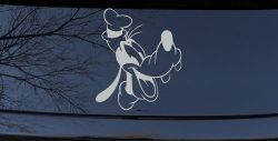 Goofy The Dog Laughing Cartoons Car or Truck Window Decal Sticker (Light Gray)
