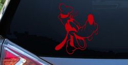 Goofy The Dog Laughing Cartoons Car or Truck Window Decal Sticker (Red)