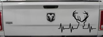 Buck Deer Heartbeat Hunting Car or Truck Window Decal Sticker (Black)