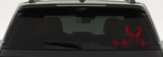Buck Deer Heartbeat Hunting Car or Truck Window Vinyl Decal Sticker (Red)