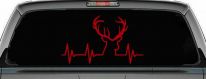 Buck Deer Heartbeat Hunting Car or Truck Window Decal Sticker (Red)