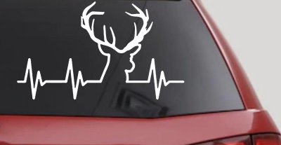 Buck Deer Heartbeat Hunting Car or Truck Window Vinyl Decal Sticker