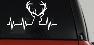 Buck Deer Heartbeat Hunting Car or Truck Window Vinyl Decal Sticker
