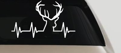 Buck Deer Heartbeat Hunting Car or Truck Window Vinyl Decal Sticker