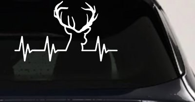Buck Deer Heartbeat Hunting Car or Truck Window Vinyl Decal Sticker