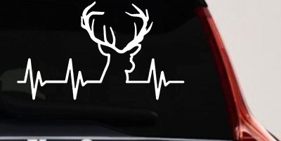 Buck Deer Heartbeat Hunting Car or Truck Window Vinyl Decal Sticker