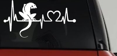 Iguana Lizard Heartbeat Car or Truck Window Vinyl Decal Sticker