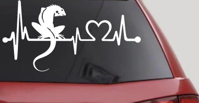 Iguana Lizard Heartbeat Car or Truck Window Vinyl Decal Sticker