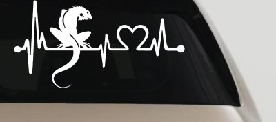 Iguana Lizard Heartbeat Car or Truck Window Vinyl Decal Sticker
