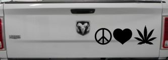 Peace Love and Marijuana Pot Cannabis Car or Truck Window Decal Sticker (Black)