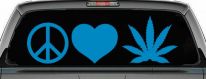 Peace Love and Marijuana Pot Cannabis Car or Truck Window Decal Sticker (Blue)