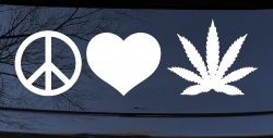 Peace Love and Marijuana Pot Cannabis Car or Truck Window Decal Sticker