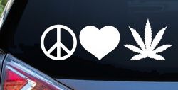 Peace Love and Marijuana Pot Cannabis Car or Truck Window Decal Sticker
