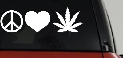Peace Love and Marijuana Pot Cannabis Car or Truck Window Vinyl Decal Sticker