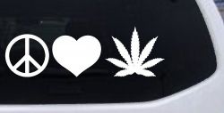Peace Love and Marijuana Pot Cannabis Car or Truck Window Decal Sticker