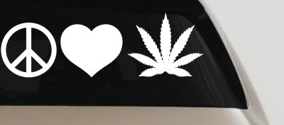 Peace Love and Marijuana Pot Cannabis Car or Truck Window Vinyl Decal Sticker