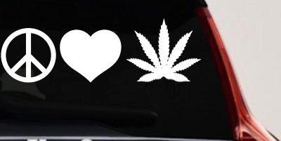 Peace Love and Marijuana Pot Cannabis Car or Truck Window Vinyl Decal Sticker
