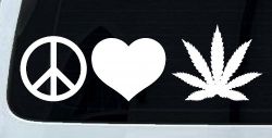 Peace Love and Marijuana Pot Cannabis Car or Truck Window Decal Sticker