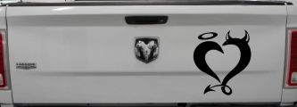 Heart Love Good and Evil Angel and Devil Car or Truck Window Vinyl Decal Sticker (Black)